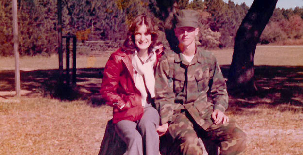 Keith Higgins as a young soldier and his wife