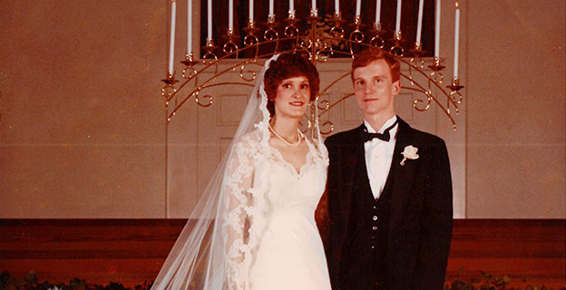 Keith Higgins and his wife on their wedding day